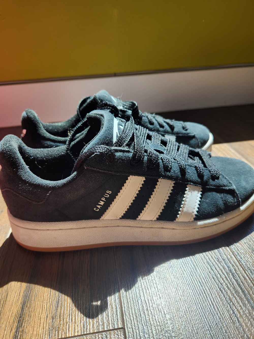 Adidas Campus Black Suede Low-Top Sneakers with White Accents